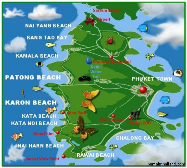 карта пляжей острова Пхукет
