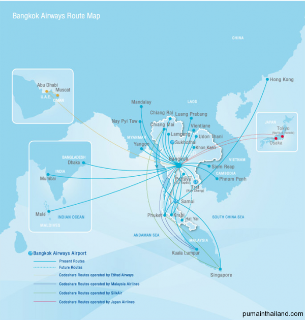 Карта полетов Bangkok Airways