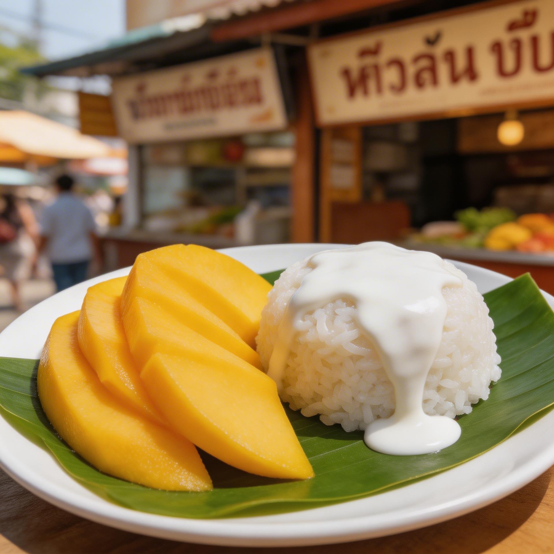 Манго со сладким рисом и кокосовым молоком