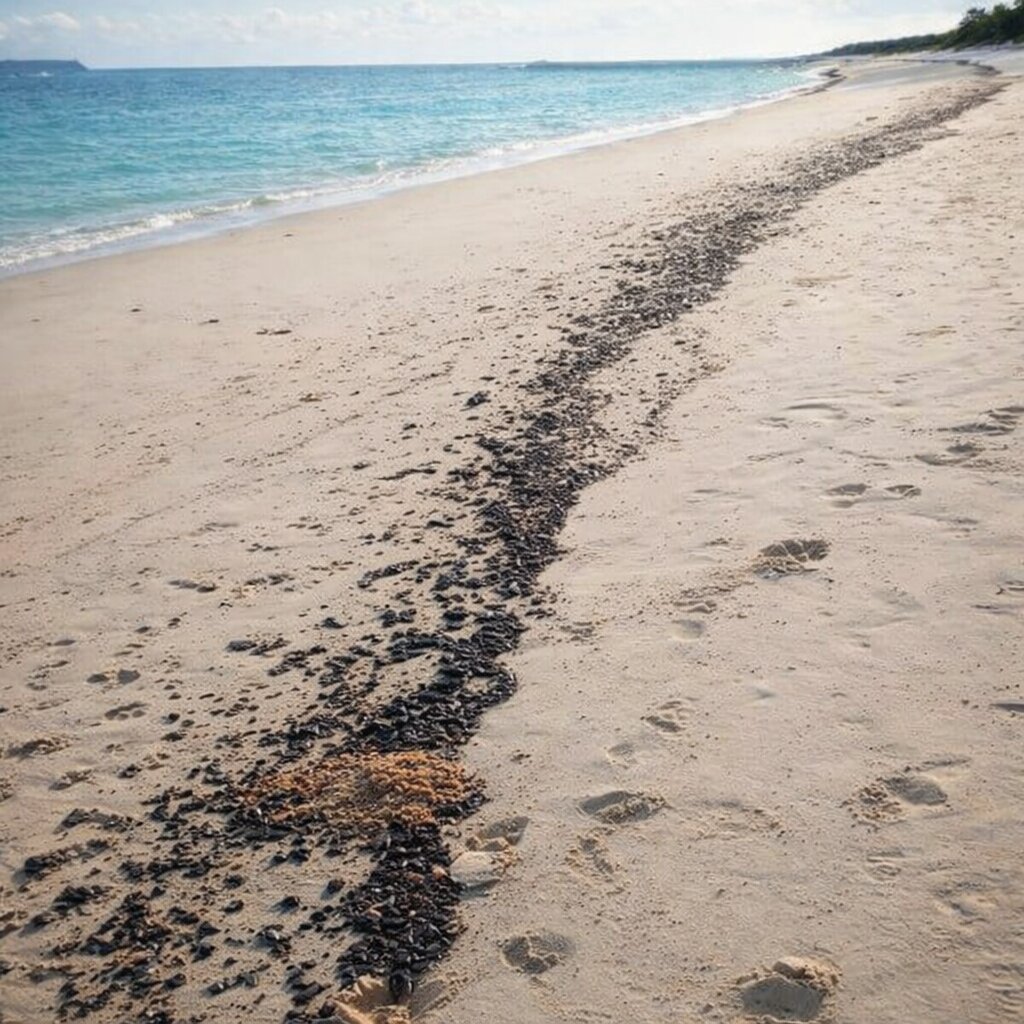 Пляж Пхукета с загрязнением мазутом
