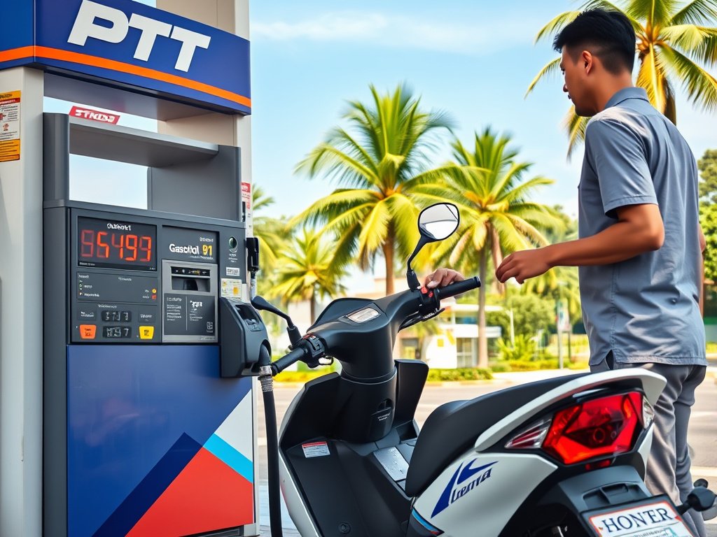 Заправка скутера на тайской АЗС