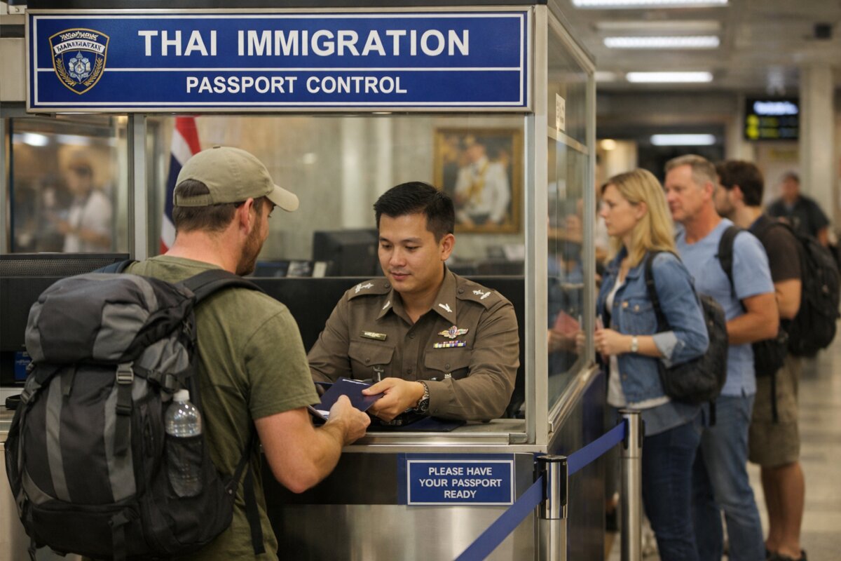 Паспортный контроль Thai Immigration — очередь туристов с паспортами