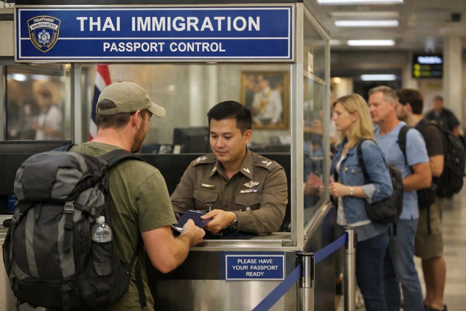Паспортный контроль Thai Immigration — очередь туристов с паспортами