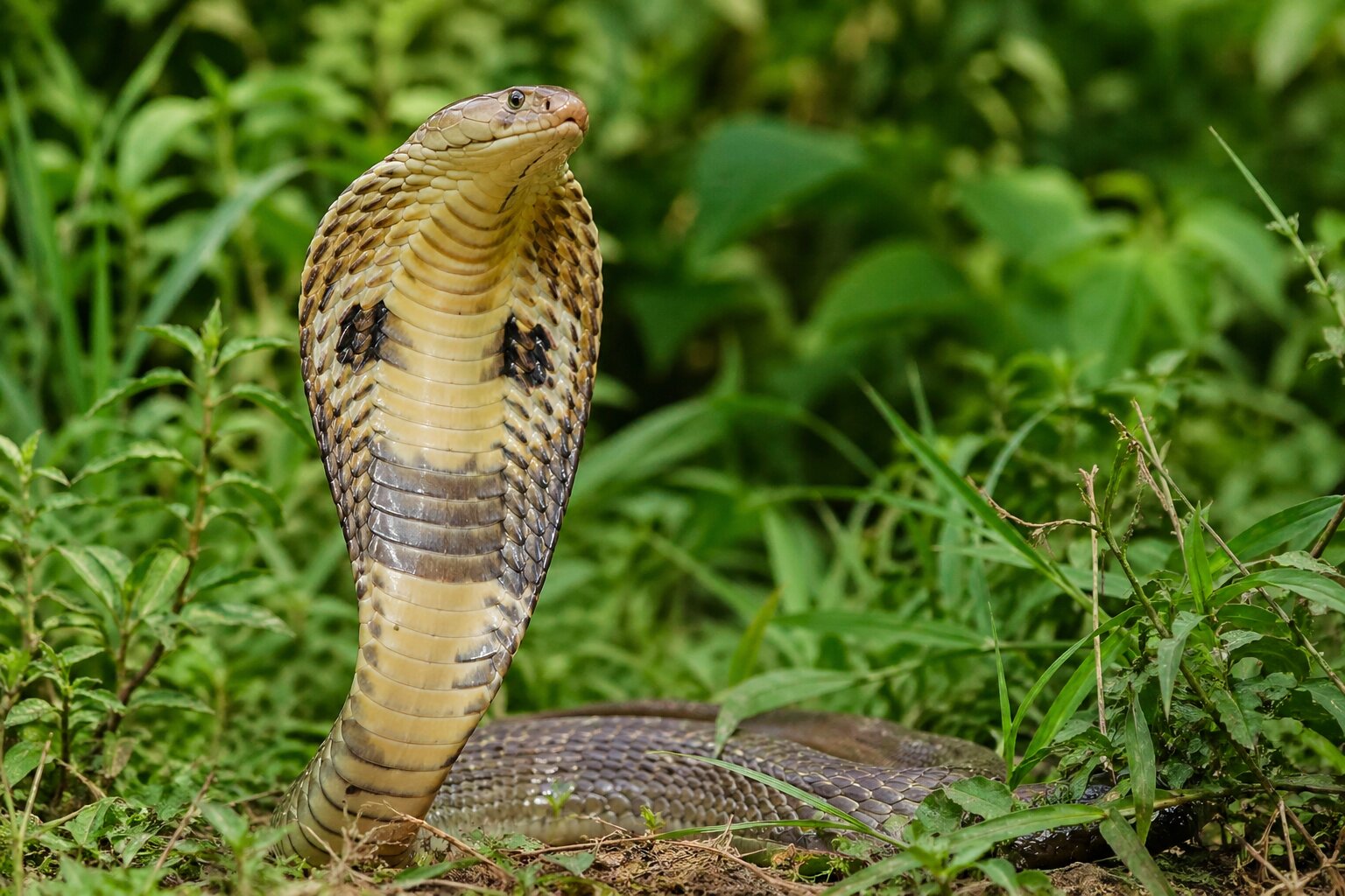 Кобра в защитной стойке — опасные змеи Таиланда