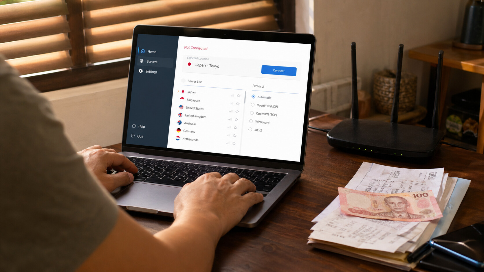 Настройка VPN-клиента на ноутбуке — выбор сервера и протокола (WireGuard, OpenVPN, IKEv2)