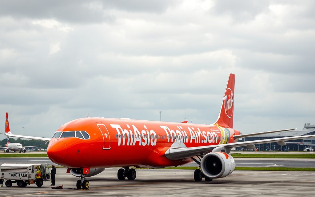 Самолёт Thai AirAsia на перроне аэропорта Суварнабхуми